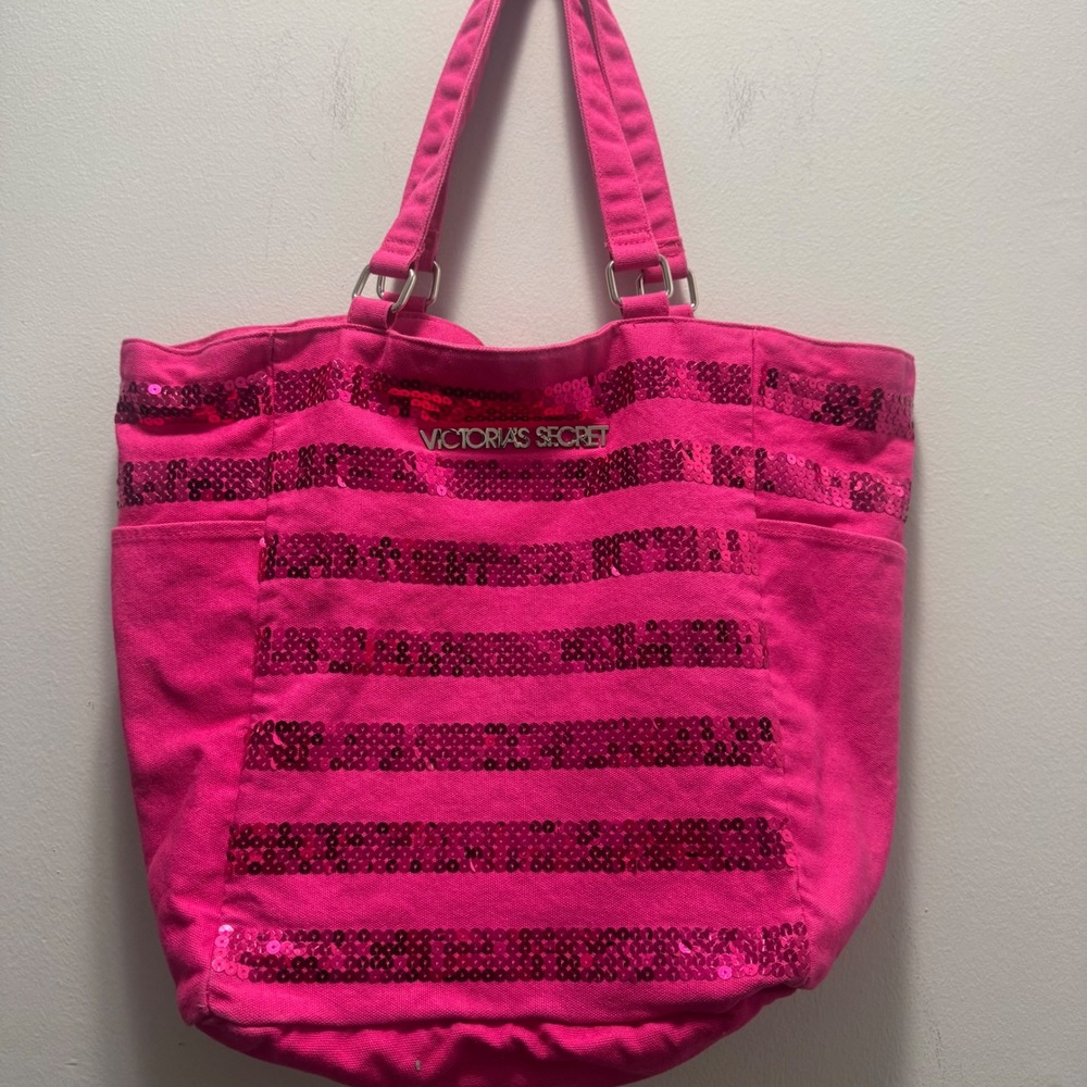 Victoria's Secret 2012 Black Friday Pink Sequin Tote Bag Y2K Vintage VS - Picture 2 of 4
